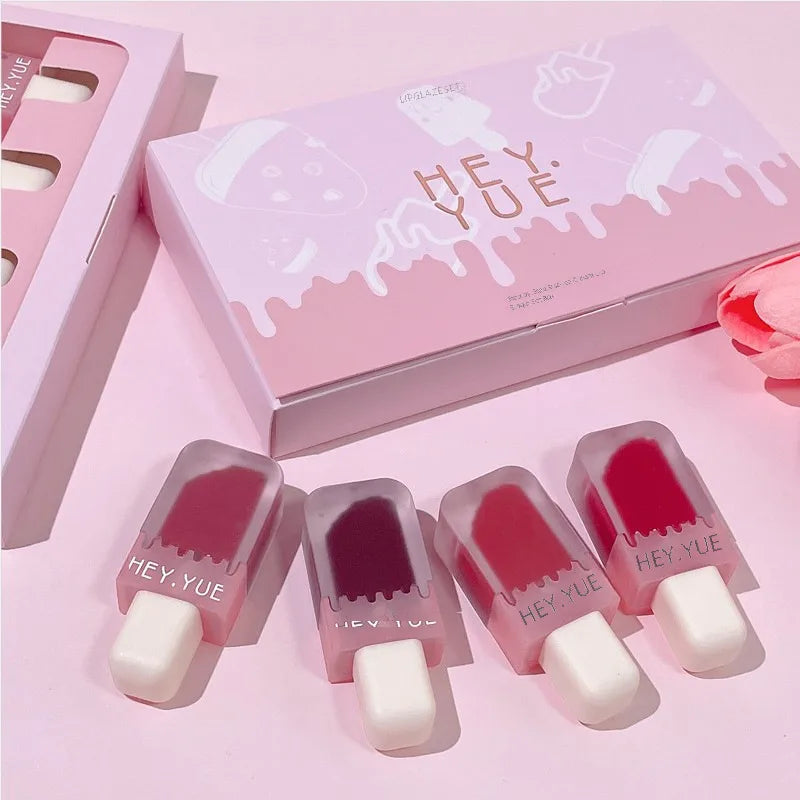 🍦 💖 4pc Ice Cream Shaped Lip Glaze Set 💖🍦