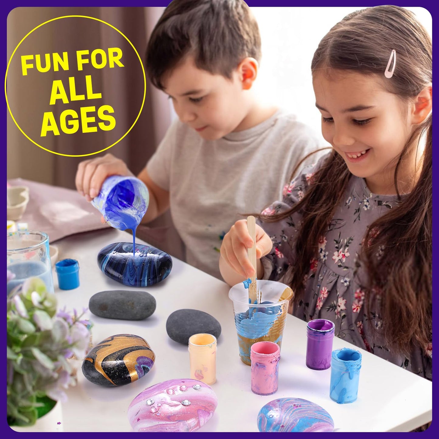 2 in 1 Glow in The Dark Rock Painting Art Kit