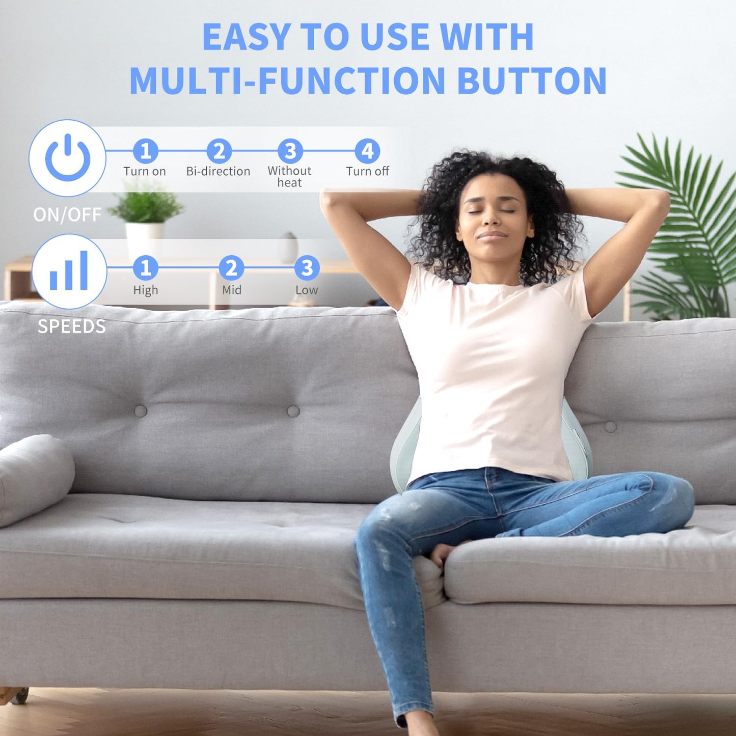 Cordless Shiatsu Back and Neck Massager with Heat Deep Tissue Kneading