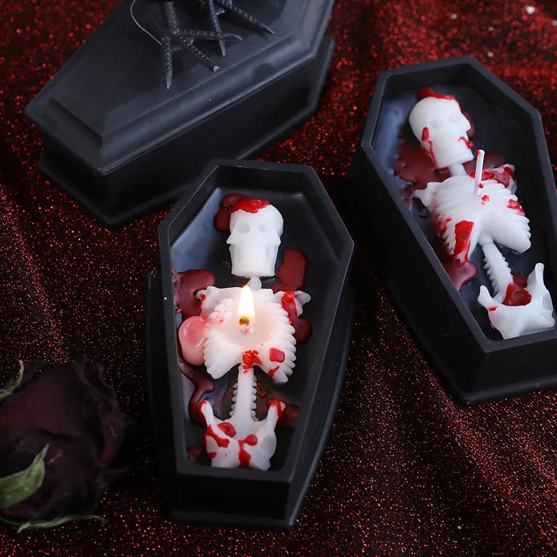 🕯️🦇🖤 3pc Coffin Candle Set 🖤🦇🕯️
