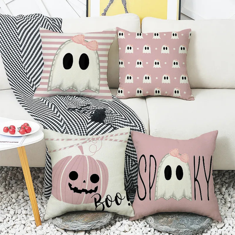 🎃 4pc Halloween Pink Cushion Covers 🕸️