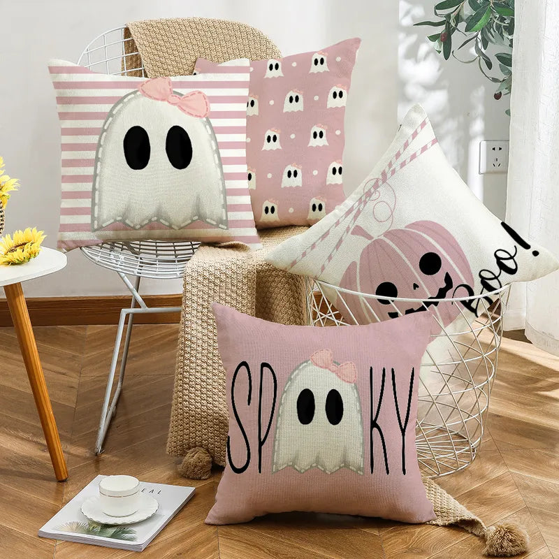 🎃 4pc Halloween Pink Cushion Covers 🕸️