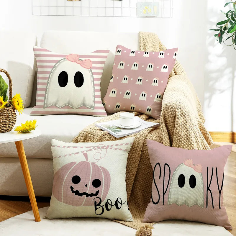 🎃 4pc Halloween Pink Cushion Covers 🕸️
