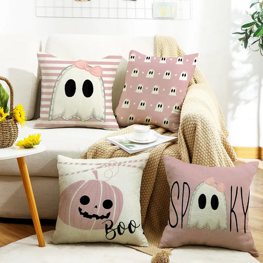 🎃 4pc Halloween Pink Cushion Covers 🕸️