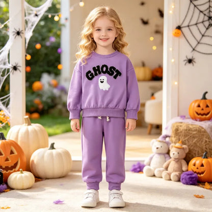 🧙 Purple Ghost & Beige Wizard Kids Tracksuits 👻