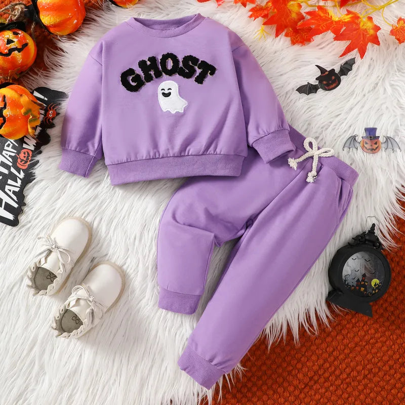 🧙 Purple Ghost & Beige Wizard Kids Tracksuits 👻
