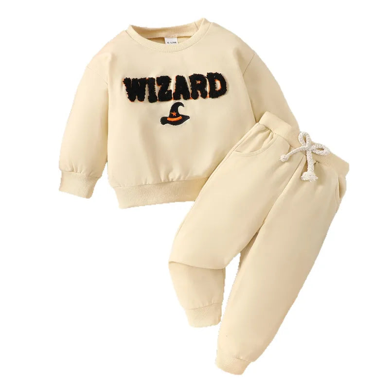 🧙 Purple Ghost & Beige Wizard Kids Tracksuits 👻