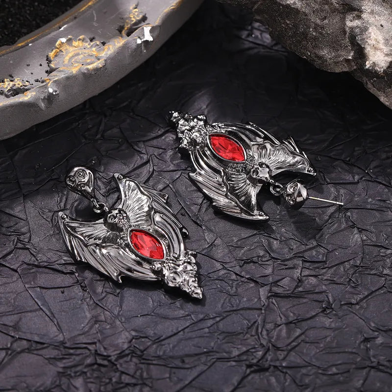 🦇 Punk Bat Skeleton Rhinestone Earrings 🦇🖤