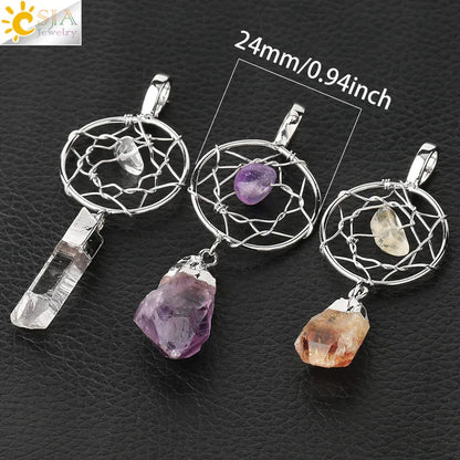 🌙 Hand-Wrapped Dreamcatcher Crystal Necklaces 🌙