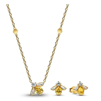 🐝 3pc Gold Diamante Bee Jewellery Set 🐝