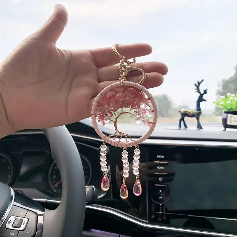 🌸 Cherry Blossom Tree of Life Dreamcatcher Keychain 🌸