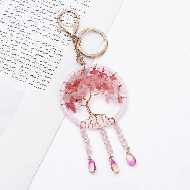 🌸 Cherry Blossom Tree of Life Dreamcatcher Keychain 🌸
