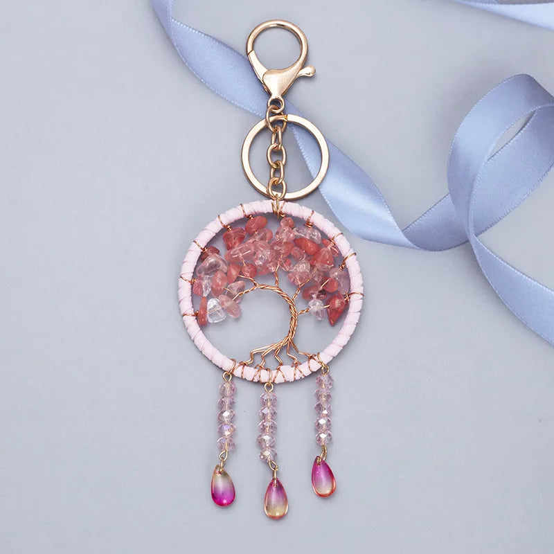 🌸 Cherry Blossom Tree of Life Dreamcatcher Keychain 🌸