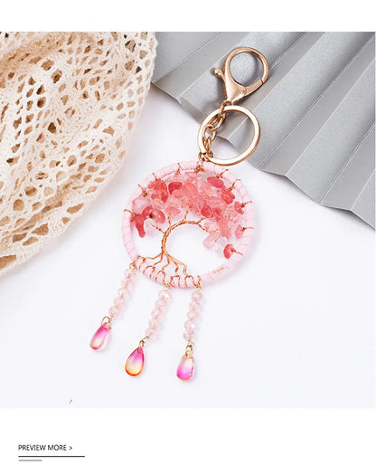 🌸 Cherry Blossom Tree of Life Dreamcatcher Keychain 🌸