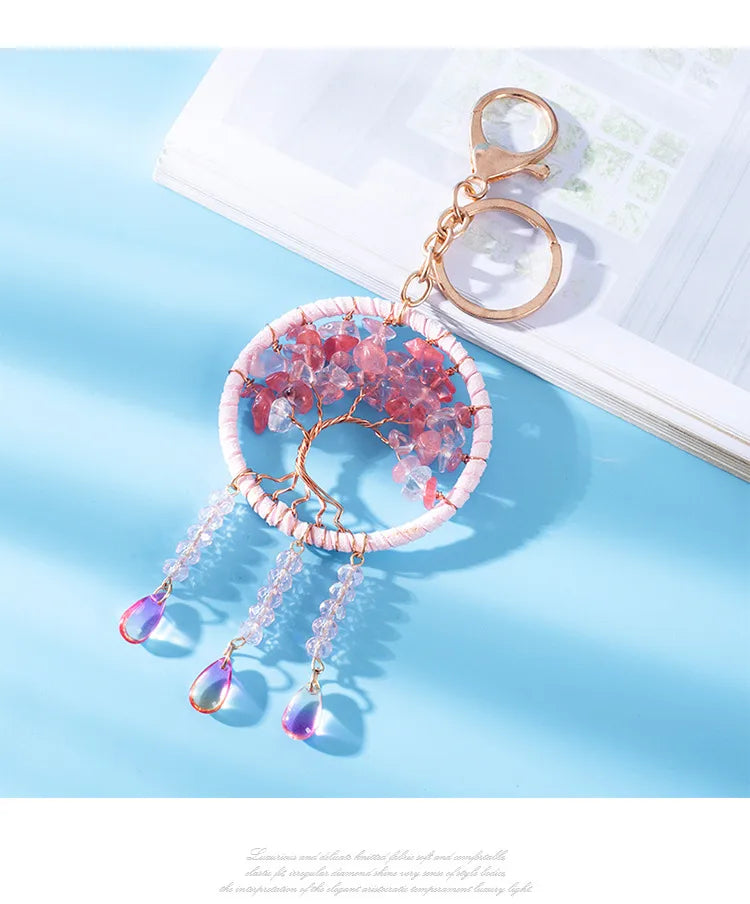 🌸 Cherry Blossom Tree of Life Dreamcatcher Keychain 🌸