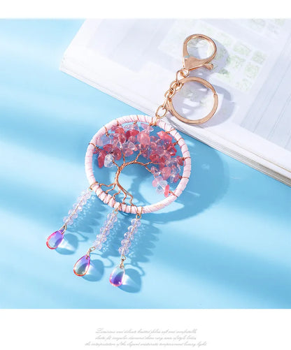🌸 Cherry Blossom Tree of Life Dreamcatcher Keychain 🌸