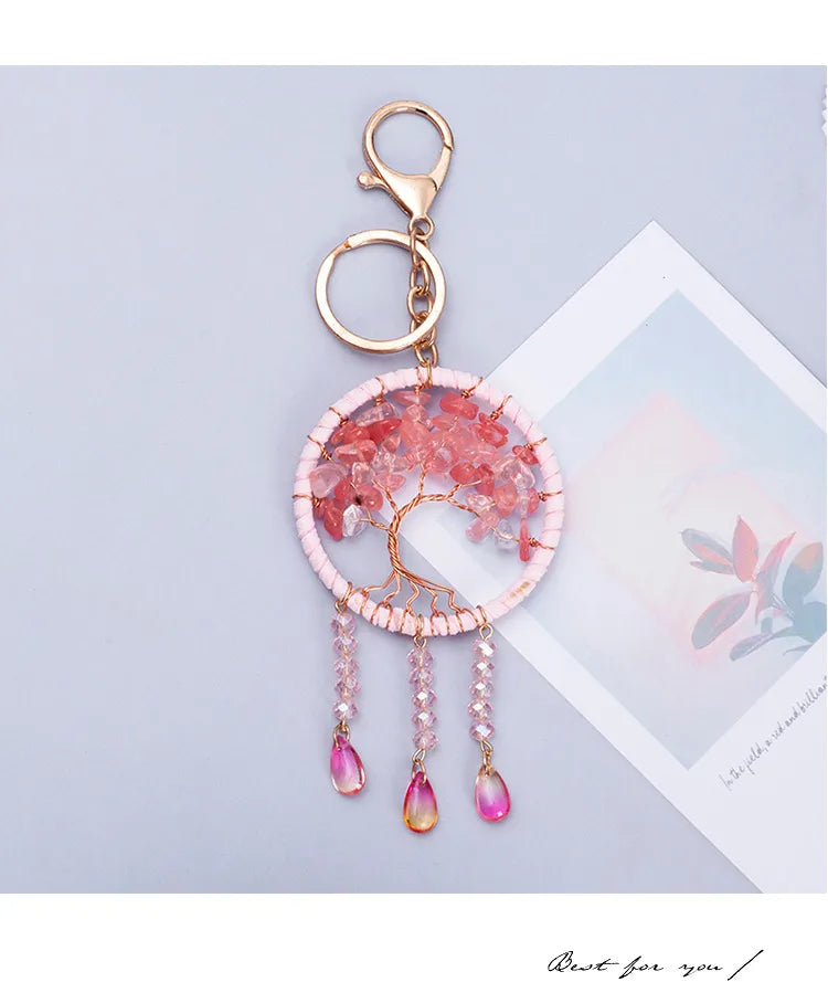 🌸 Cherry Blossom Tree of Life Dreamcatcher Keychain 🌸