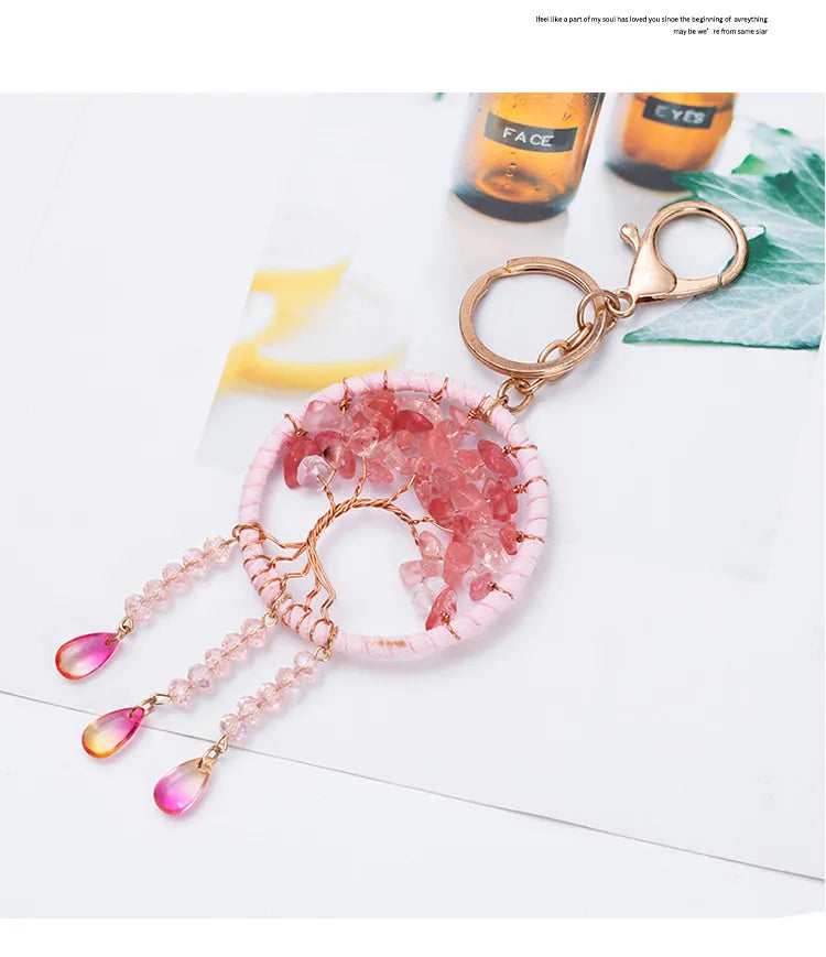 🌸 Cherry Blossom Tree of Life Dreamcatcher Keychain 🌸