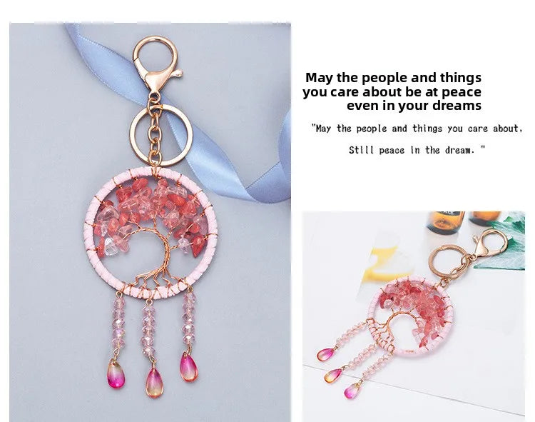 🌸 Cherry Blossom Tree of Life Dreamcatcher Keychain 🌸