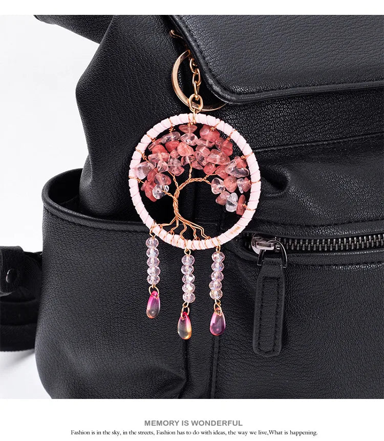 🌸 Cherry Blossom Tree of Life Dreamcatcher Keychain 🌸