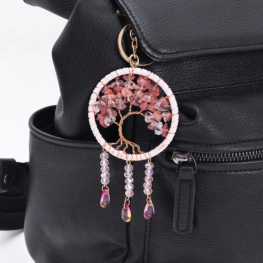 🌸 Cherry Blossom Tree of Life Dreamcatcher Keychain 🌸