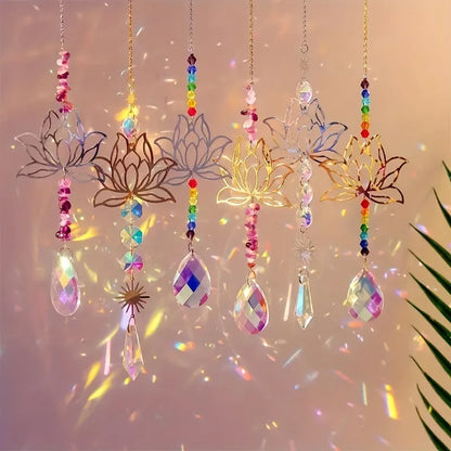 🌈 6pc Lotus Flower Suncatcher Set 🌈