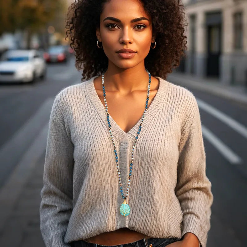 ✨ Healing Turquoise & Blue Agate Pendant Necklace ✨