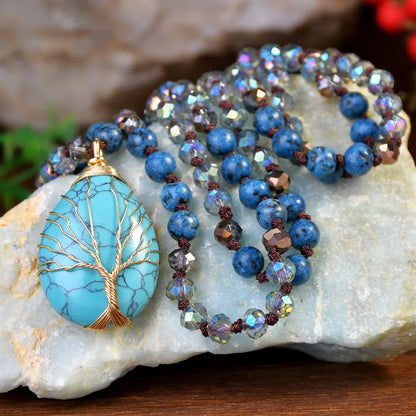 ✨ Healing Turquoise & Blue Agate Pendant Necklace ✨