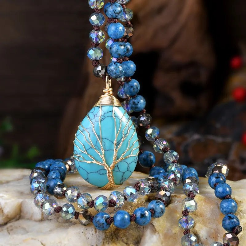 ✨ Healing Turquoise & Blue Agate Pendant Necklace ✨