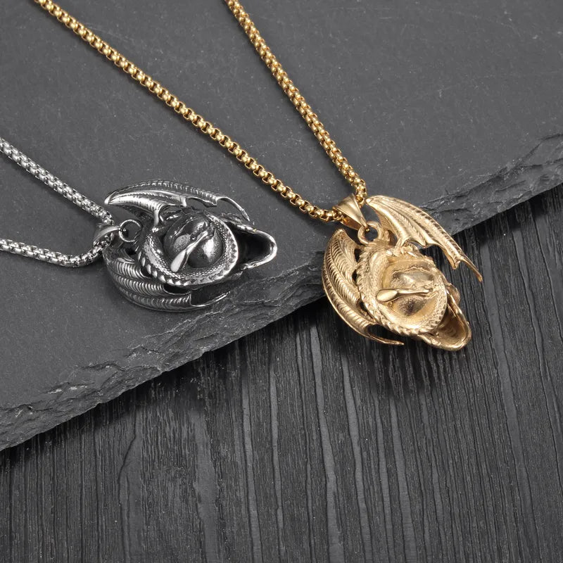 🐉💀 Retro Skull & Dragon Necklace 💀🐉
