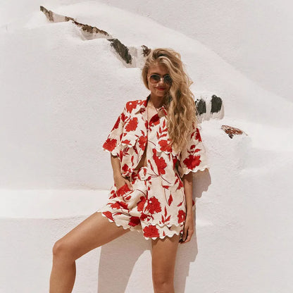 ❤️ Simple Style Flower Linen-Look Shorts Co-Ord Set ❤️