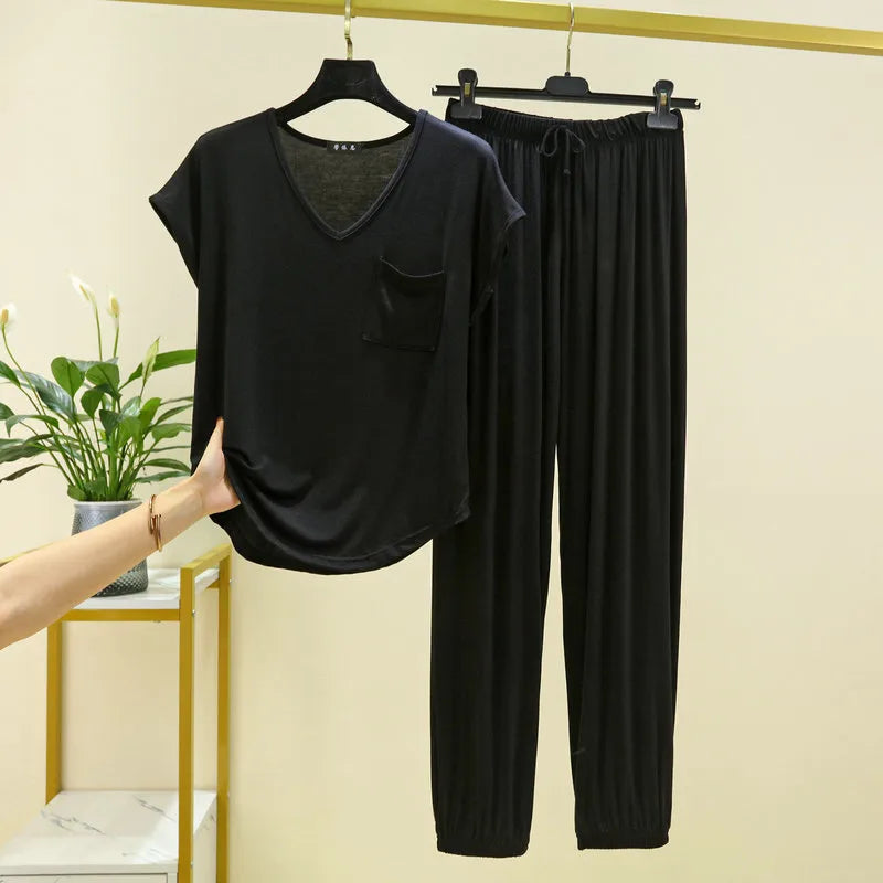 Plain T-Shirt Loungewear Sets