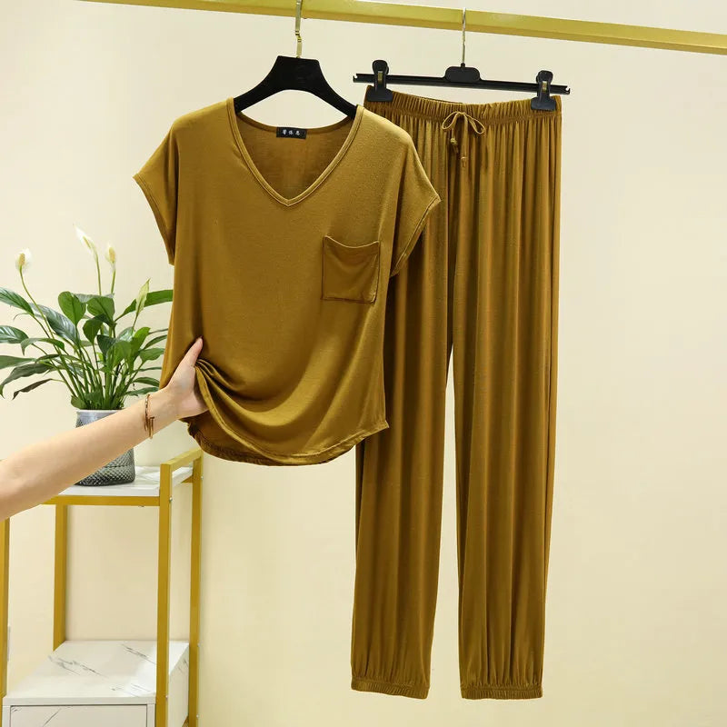 Plain T-Shirt Loungewear Sets