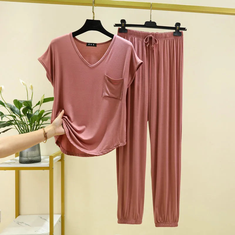 Plain T-Shirt Loungewear Sets