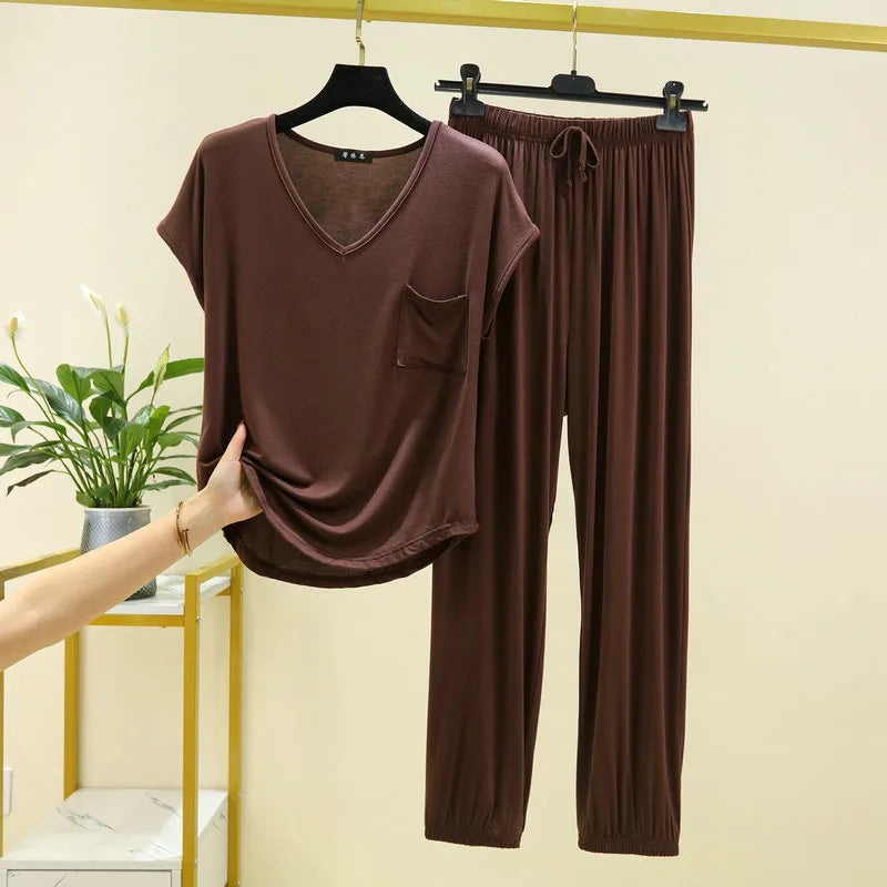 Plain T-Shirt Loungewear Sets