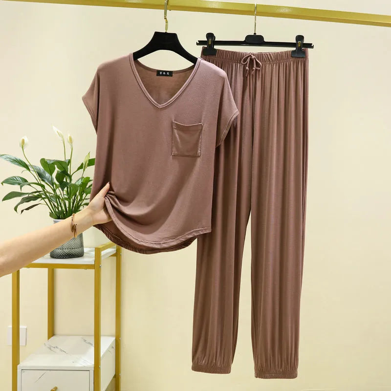 Plain T-Shirt Loungewear Sets