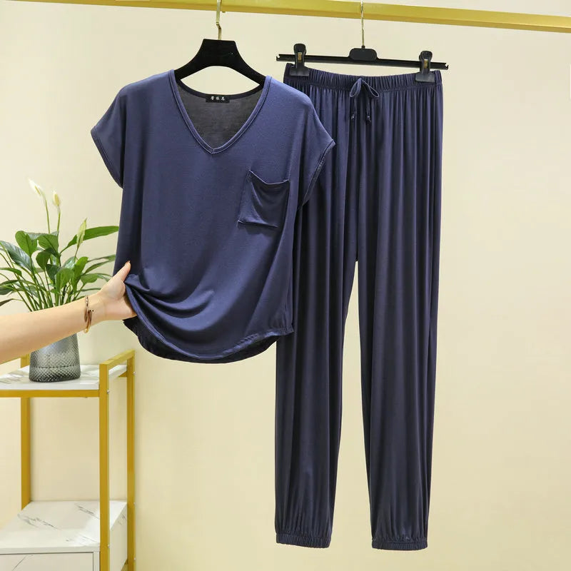 Plain T-Shirt Loungewear Sets
