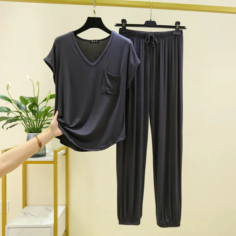 Plain T-Shirt Loungewear Sets
