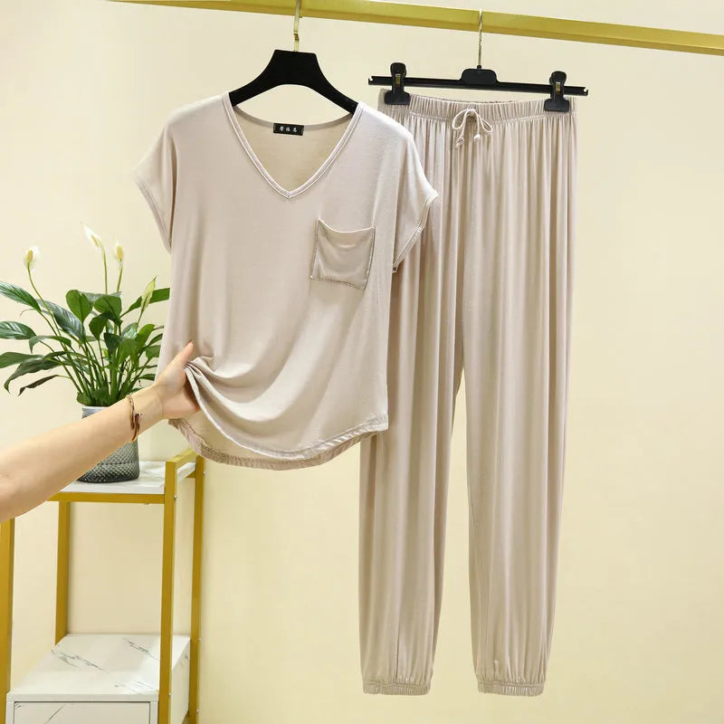 Plain T-Shirt Loungewear Sets