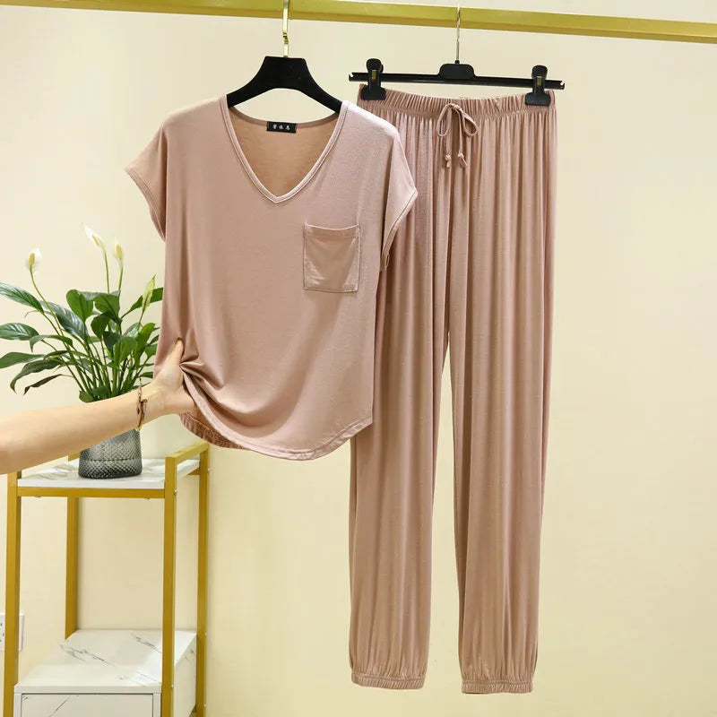 Plain T-Shirt Loungewear Sets
