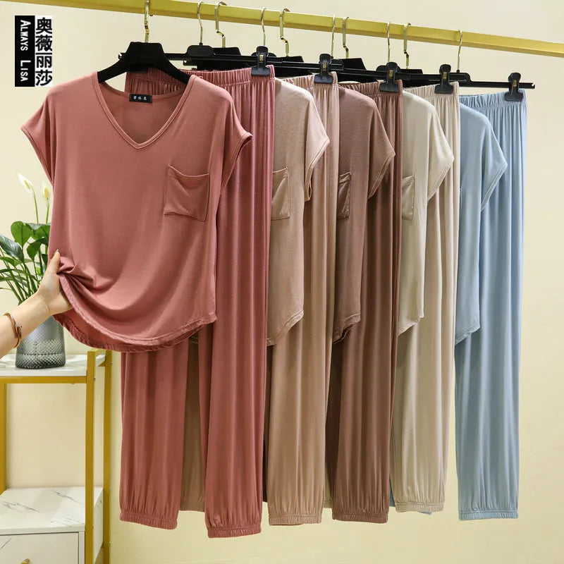 Plain T-Shirt Loungewear Sets