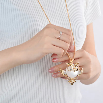 🦉 Cute Gold Owl Cat’s Eye Pendant Necklace 🦉