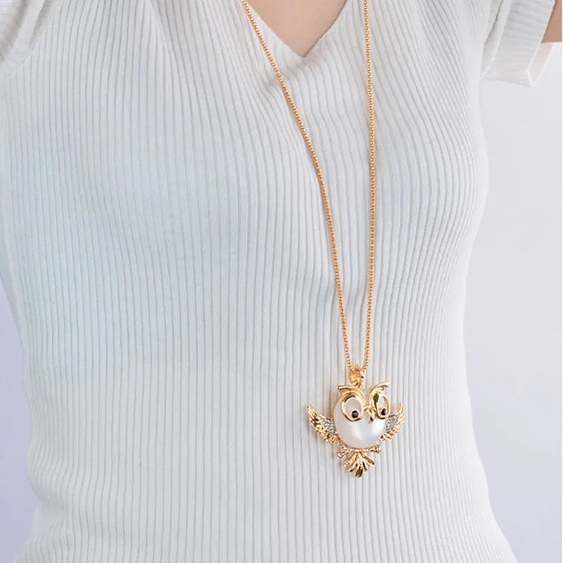 🦉 Cute Gold Owl Cat’s Eye Pendant Necklace 🦉