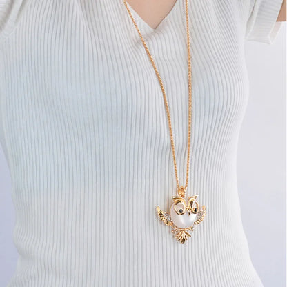🦉 Cute Gold Owl Cat’s Eye Pendant Necklace 🦉