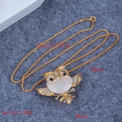 🦉 Cute Gold Owl Cat’s Eye Pendant Necklace 🦉