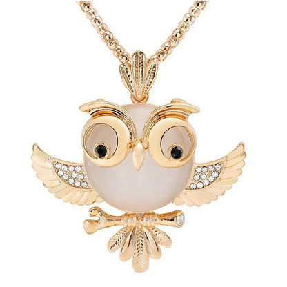 🦉 Cute Gold Owl Cat’s Eye Pendant Necklace 🦉