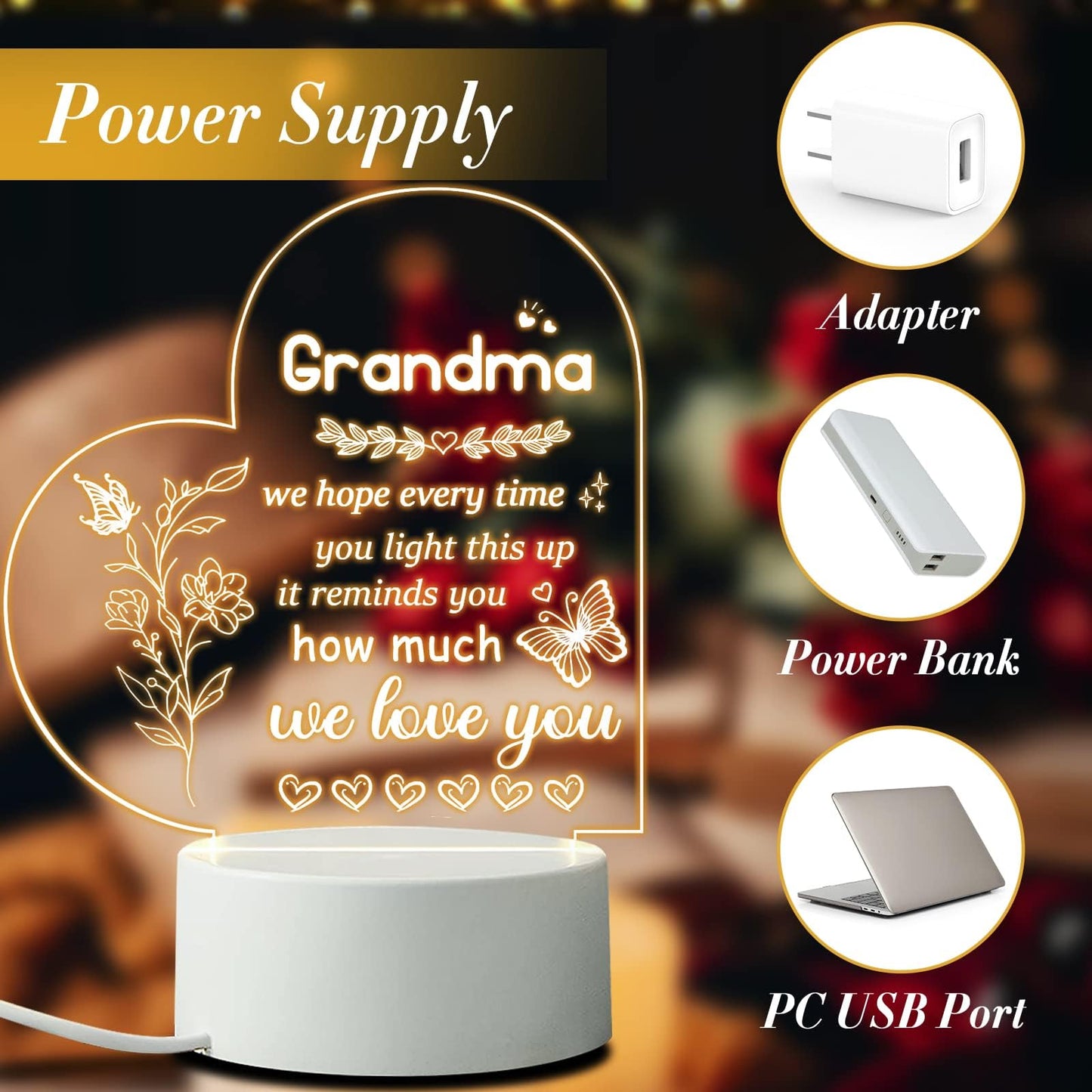 Grandma Heart Light Gift