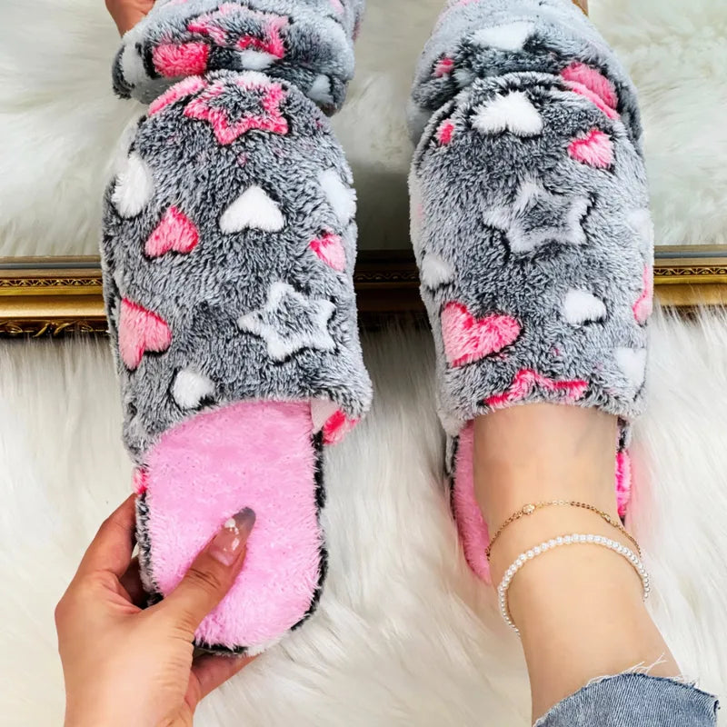💖⭐ Fluffy Star & Heart Slippers ⭐ 💖