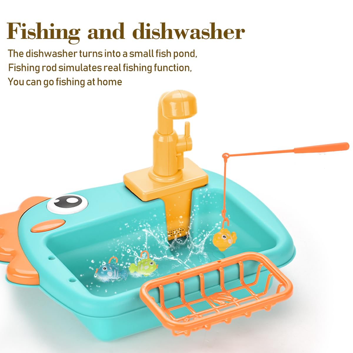 Kitchen Sink Toys with Running Water and Electric Faucet Automatic Water Cycle System