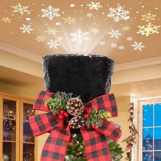 🎩❄ 3D LED Rotating Snowflake Projector Top Hat ❄🎩